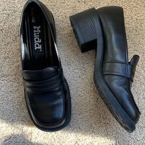 Vintage 90’s Y2K Mudd Black Chunky Block Heel Loafers size 9